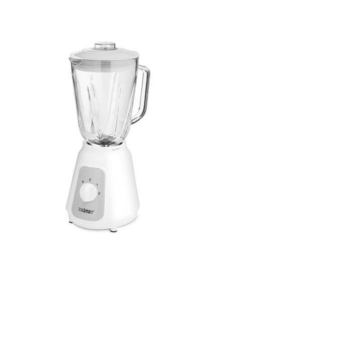 Блендер Zelmer ZSB4707, 500 W, 4 остриета от неръждаема стомана, стъклена купа, капацитет 1.5L, Лед за натрошаване, импулсна функция, Бял