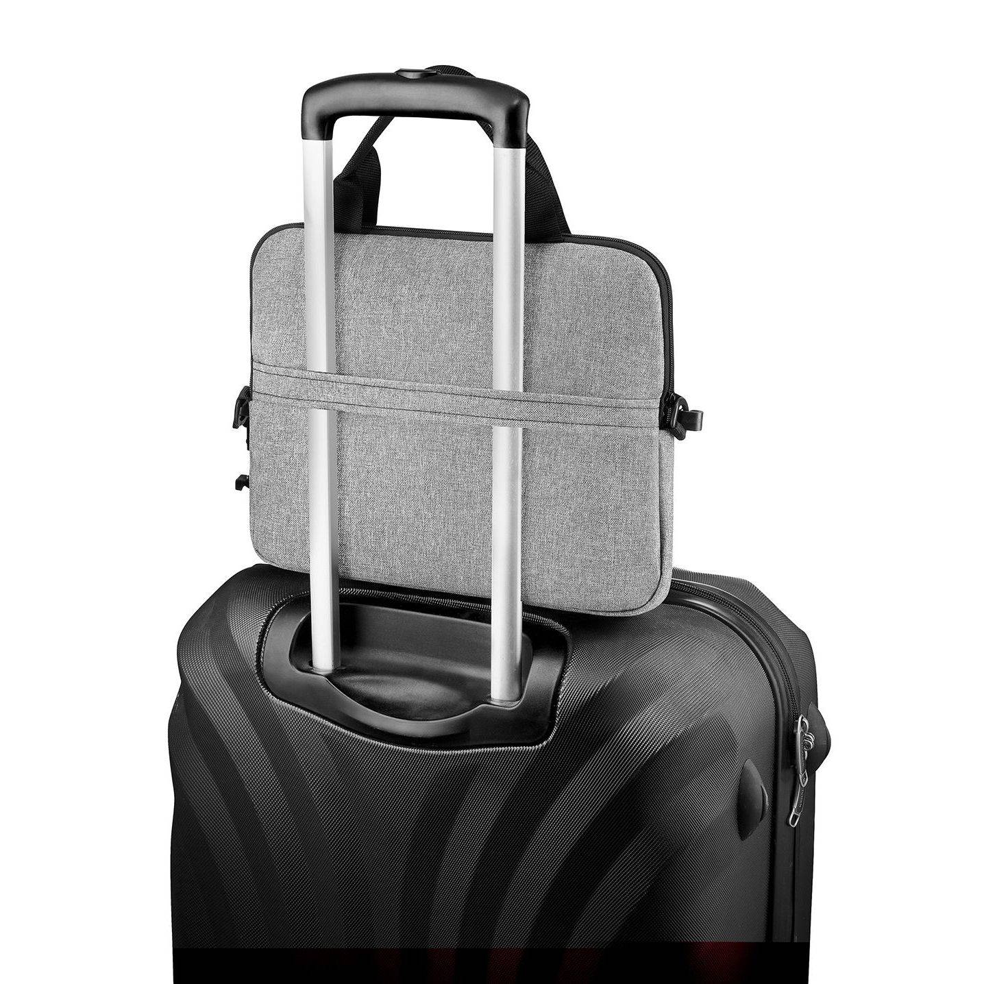 Geanta laptop dama, barbat, 15.6 inch, Zagatto®, Gri, Dimensiuni 40x29x4.2 cm, Impermeabila, Atasabila la troler, Eleganta, Business, Curea de umar reglabila si detasabila, Buzunar frontal cu fermoar, Pentru notebook, Compatibila Macbook Pro, Air ZG88