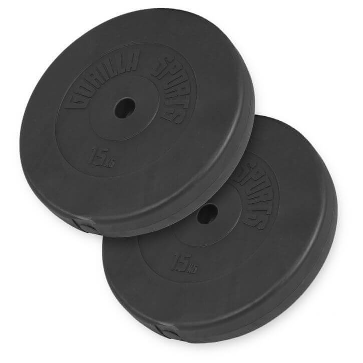 Set 2 Discuri ciment x 15 kg, Gorilla Sports, 30/31mm, negre