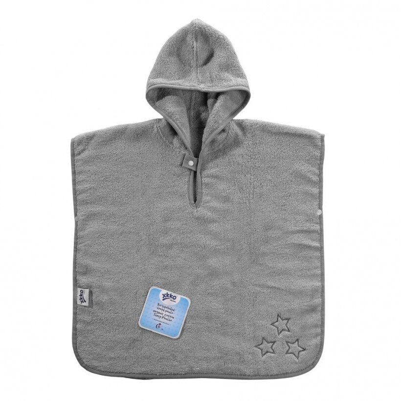 Halat de baie pentru copii, XKKO, Poncho, Bumbac, Gri, 55 x 60 cm