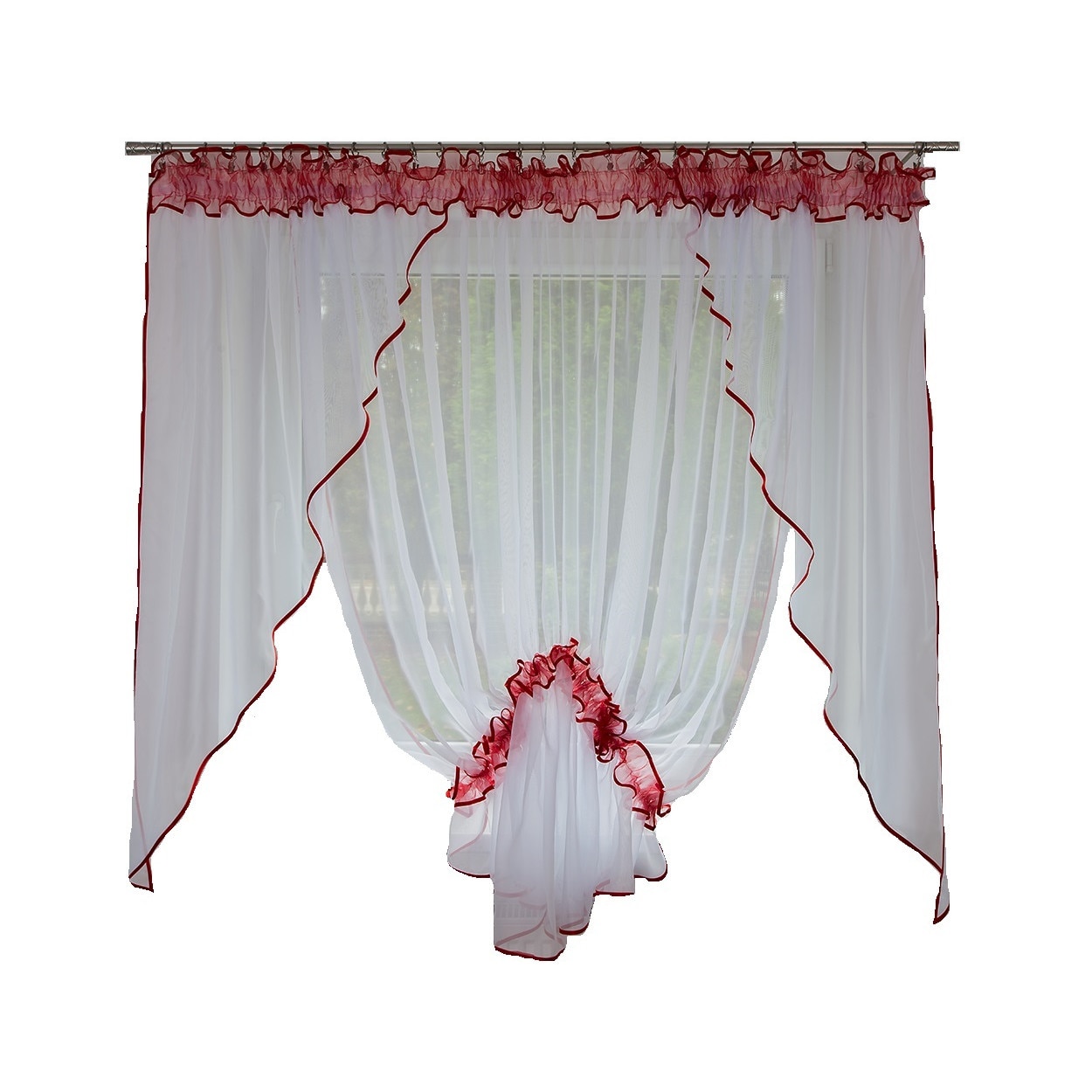 Perdea Lisabona 400x155 Voal Rosu