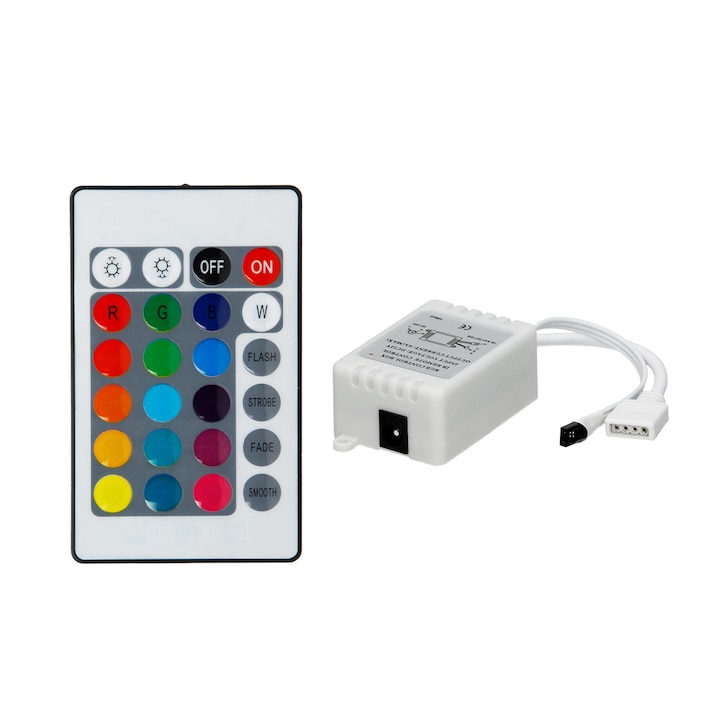 RGB LED távirányító, ECD Germany, 84 x 51 x 7 mm, 24 gomb, 7 szín