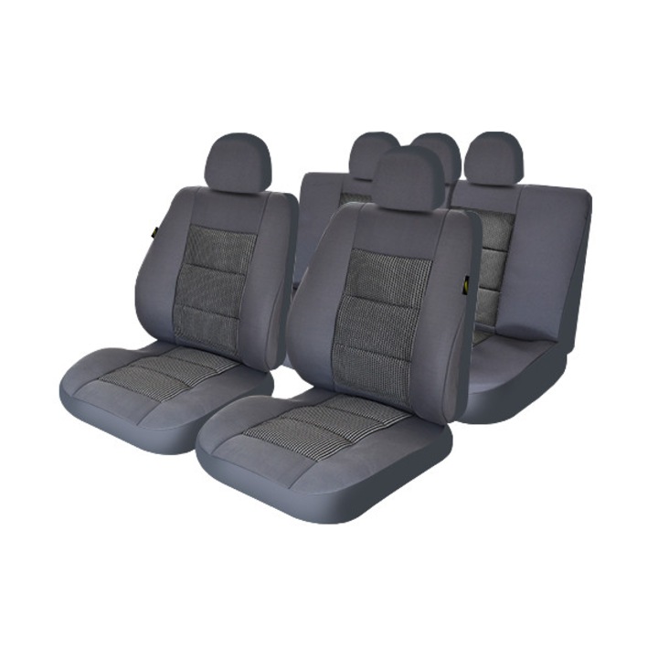 Комплект покривала за столчета за кола Premium Lux, текстилен материал, 11 части, Smartic®, сив