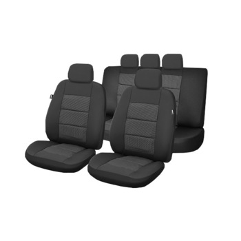 Set huse scaune auto Premium Lux, Material Textil, 11 piese, Smartic®, negru Set huse scaune auto Premium Lux, Material Textil, 11 piese, Smartic®, negru