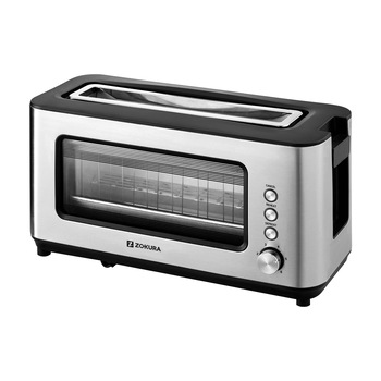 Toaster 2 felii cu fereastra din sticla, 1200 W - Zokura Toaster 2 felii cu fereastra din sticla, 1200 W - Zokura