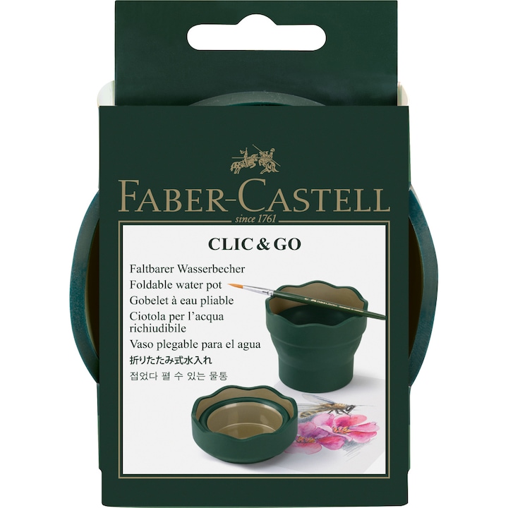 Faber-Castell Click-Go összecsukható vizes edény, zöld