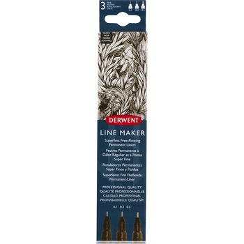 Set 3 linere Derwent Professional, dimensiuni diferite (0.1-0.3-0.5 mm), varf subtire si uscare rapida, calitate premium, negru Set 3 linere Derwent Professional, dimensiuni diferite (0.1-0.3-0.5 mm), varf subtire si uscare rapida, calitate premium, negru