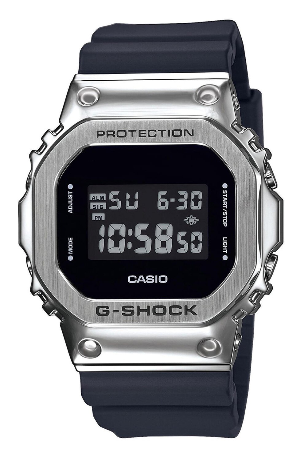 Casio, Ceas digital unisex G-Shock, Negru/Argintiu