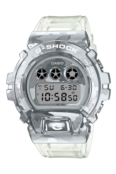 Casio, Часовник G-Shock с камуфлажен десен, Прозрачен / сребрист