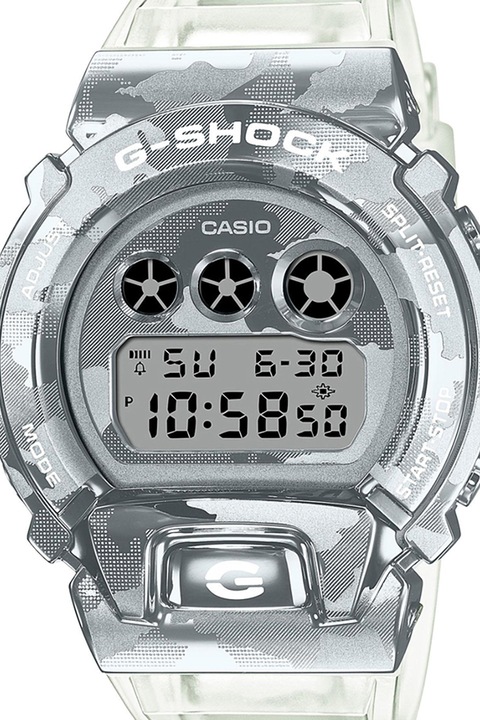Casio, Часовник G-Shock с камуфлажен десен, Прозрачен / сребрист