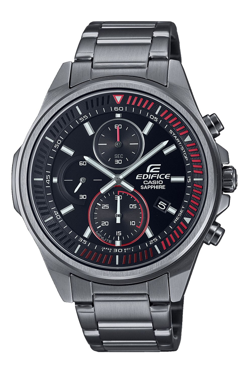 Casio, Ceas cronograf de otel inoxidabil, Argintiu inchis