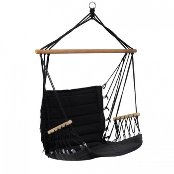 Leagan suspendat pentru interior/exterior, cu spatar, 2 manere, cuib de barza, 120 kg, gw-924, negru Leagan suspendat pentru interior/exterior, cu spatar, 2 manere, cuib de barza, 120 kg, gw-924, negru