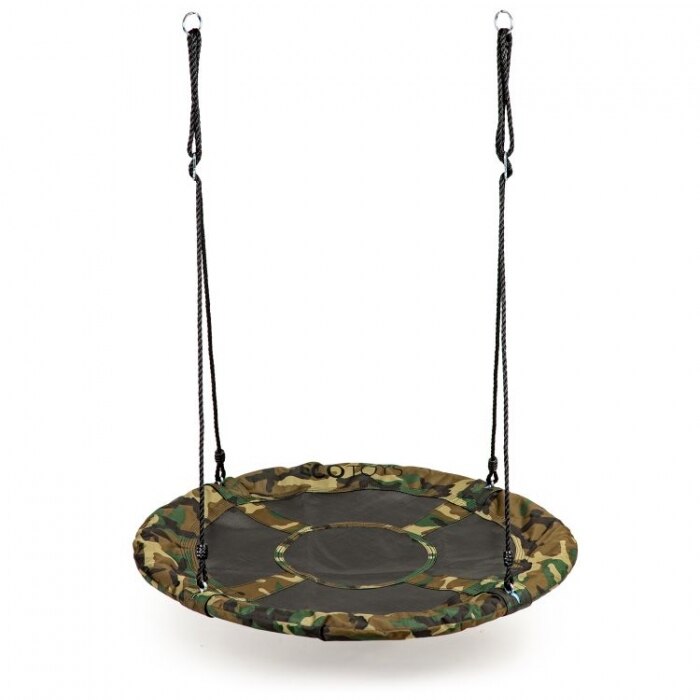 Leagan pentru copii rotund, tip cuib de barza, suspendat, 100 cm, ecotoys mir6001 - camuflaj