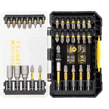 Set 32 biti impact PH-PZ-SL-TX 25-50 mm cu tubulare 7-10 mm si adaptor STANLEY Set 32 biti impact PH-PZ-SL-TX 25-50 mm cu tubulare 7-10 mm si adaptor STANLEY