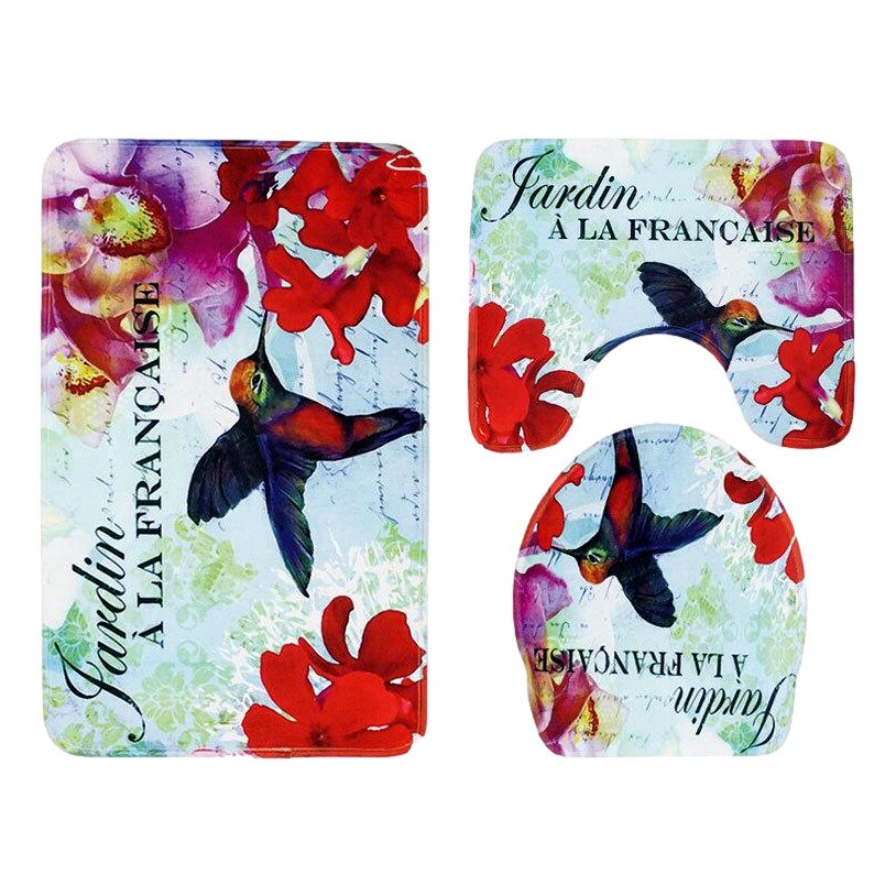 Set 3 Covorase Baie FizioTab®, Antiderapante, Model Pasarea Colibri