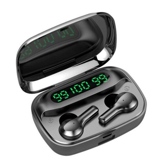 Casti Wireless WAMA R3, Bluetooth V5.0, timp de utilizare 4-5 ore, Cutie de Incarcare, TWS, negre