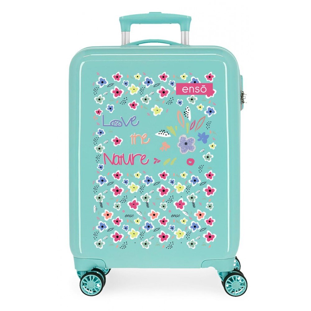 Troler cabina ABS 55 cm 4 roti Enso Love The Nature turcoaz