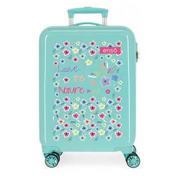Troler cabina ABS 55 cm 4 roti Enso Love The Nature turcoaz Troler cabina ABS 55 cm 4 roti Enso Love The Nature turcoaz