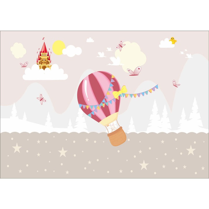 Fototapet copii Iepure in Balon, autoadeziv, multicolor, 200 x 300 cm