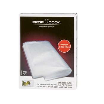 Set de 50 de pungi striate pentru vidat ProfiCook, 22 x 30 cm, reutilizabile, rezistente la rupere si temperaturi inalte, potrivite pentru cuptorul cu microunde Set de 50 de pungi striate pentru vidat ProfiCook, 22 x 30 cm, reutilizabile, rezistente la rupere si temperaturi inalte, potrivite pentru cuptorul cu microunde