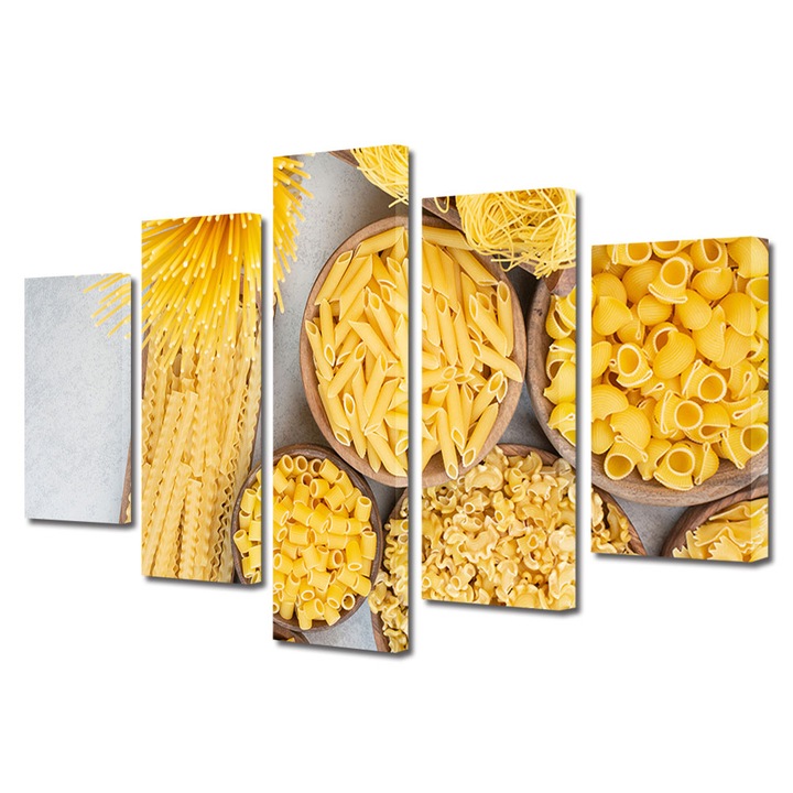 Set Tablouri Multicanvas 5 piese, Art Star, Tipuri de paste, Culinar, Panza pe cadru de lemn, Decoratiuni Moderne pentru Casa, 60 x 100 cm
