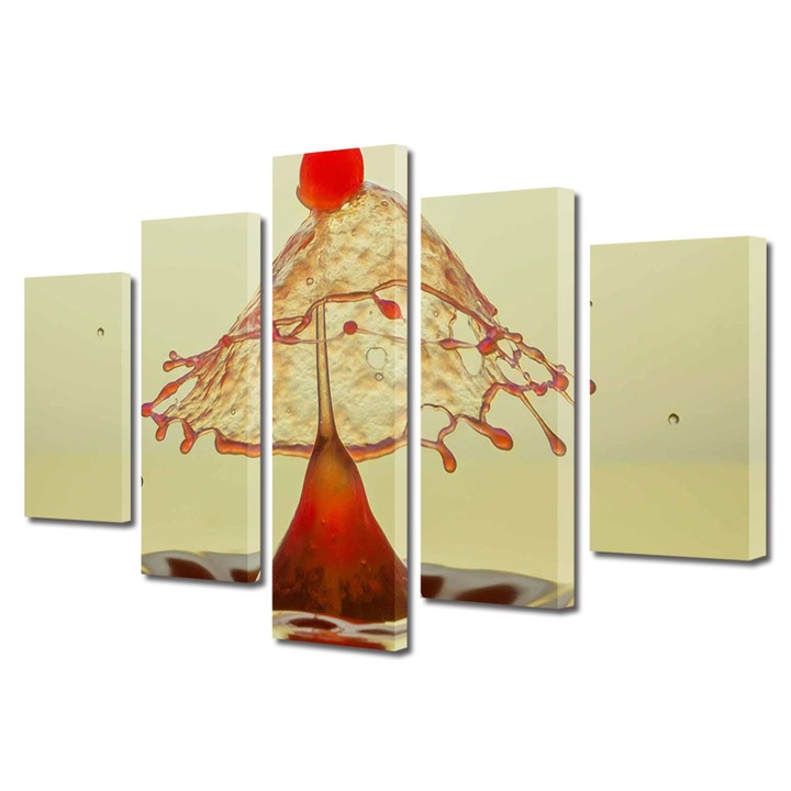 Set Tablouri Multicanvas 5 piese, Art Star, Stropi de suc, Culinar, Panza pe cadru de lemn, Decoratiuni Moderne pentru Casa, 60 x 100 cm