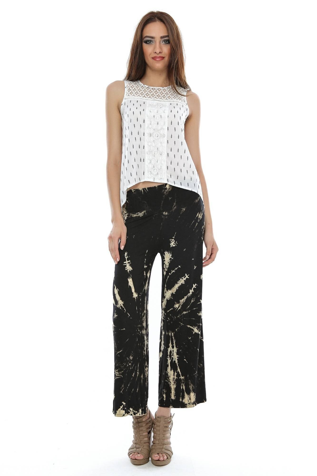 Pantalon multicolor de dama, ROH, casual, evazat, 38