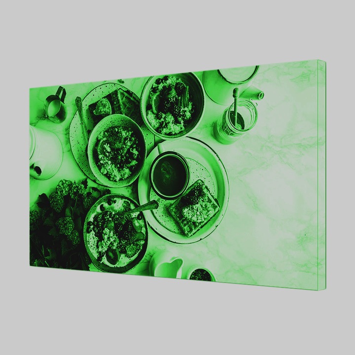 Tablou Canvas Fosforescent, Luminos in Intuneric, Premium, Art Star, Mic dejun cu prietenele, Culinar, Panza pe cadru de lemn, Decoratiuni Moderne pentru Casa, 20 x 30 cm