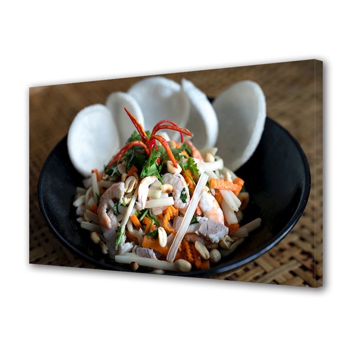 Tablou Canvas Fosforescent, Luminos in Intuneric, Premium, Art Star, Fructe de mare cu legume, Culinar, Panza pe cadru de lemn, Decoratiuni Moderne pentru Casa, 20 x 30 cm