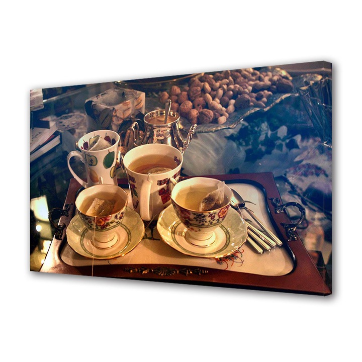 Tablou Canvas Premium, Art Star, Ziua ceaiului si a nucilor, Culinar, Panza pe cadru de lemn, Decoratiuni Moderne pentru Casa, 20 x 30 cm