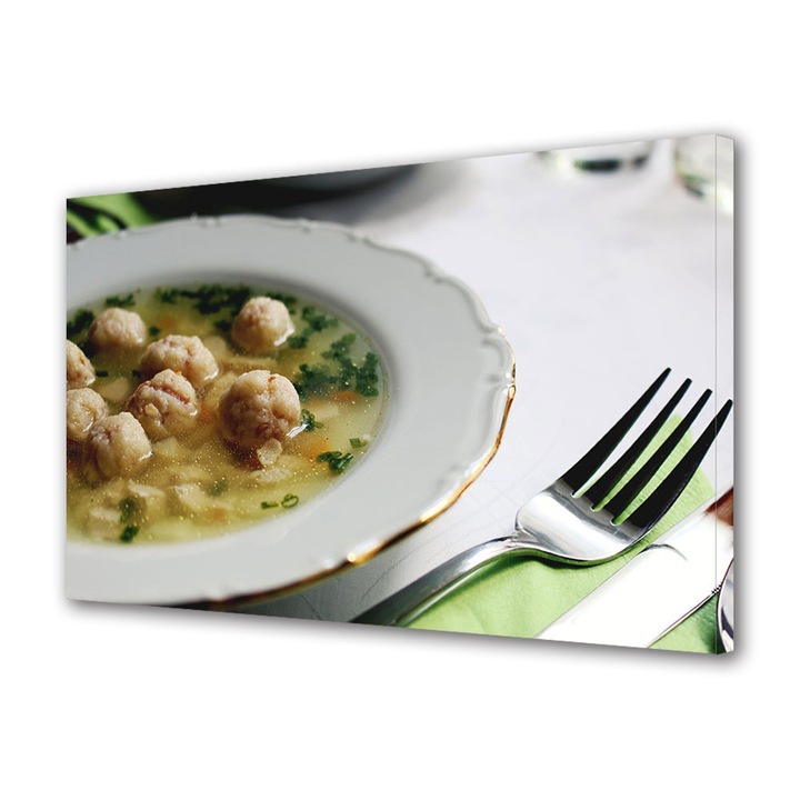 Tablou Canvas Led cu Intrerupator, Luminos in Intuneric, Premium, Art Star, Ciorba cu perisoare, Culinar, Panza pe cadru de lemn, Decoratiuni Moderne pentru Casa, 50 x 70 cm