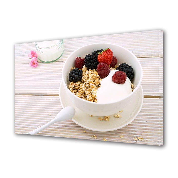 Tablou Canvas Premium, Art Star, Cereale cu iaurt si fructe, Culinar, Panza pe cadru de lemn, Decoratiuni Moderne pentru Casa, 20 x 30 cm