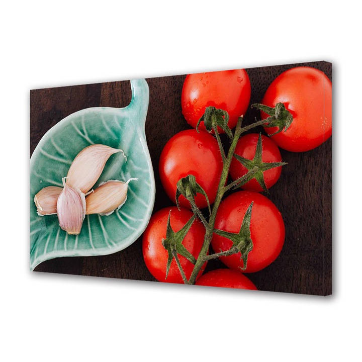 Tablou Canvas Premium, Art Star, Rosii mici si usturoi, Culinar, Panza pe cadru de lemn, Decoratiuni Moderne pentru Casa, 40 x 60 cm