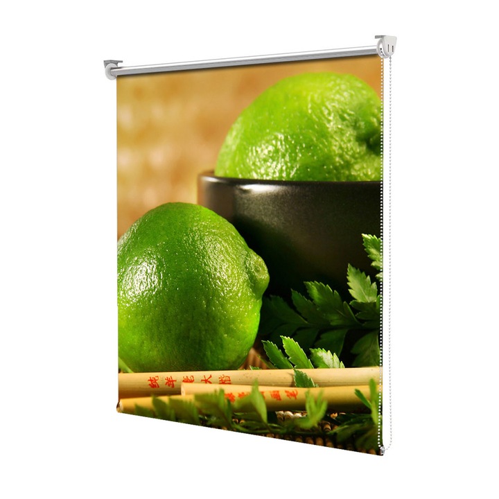 Roleta Art Shade tip Jaluzea cu Rulou si sistem inclus, Art Star, Lime si betisore chinezesti, Culinar, Decoratiuni, Latime 50 cm x Inaltime 250 cm