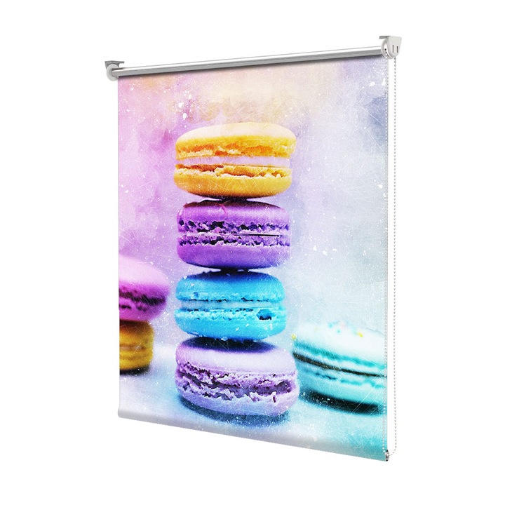 Roleta Art Shade tip Jaluzea cu Rulou si sistem inclus, Art Star, Macarons colorate, Culinar, Decoratiuni, Latime 45 cm x Inaltime 250 cm