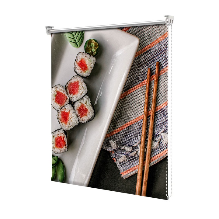 Roleta Art Shade tip Jaluzea cu Rulou si sistem inclus, Art Star, Sushi si betisore cu avocado, Culinar, Decoratiuni, Latime 50 cm x Inaltime 250 cm