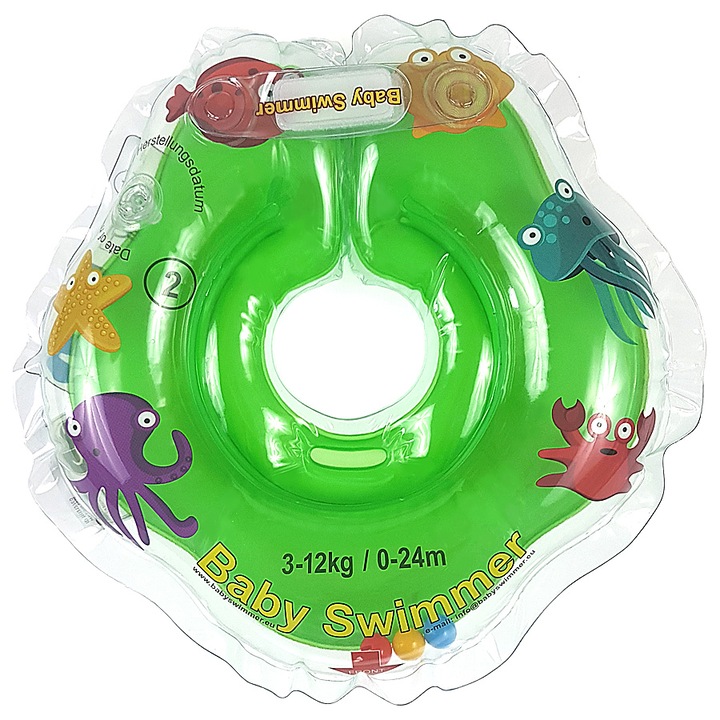 Colac de gat pentru bebelusi Babyswimmer Verde 0-24 luni