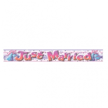 Banner Folie Just Married 11.5 X 3.65 m, Amscan, 1 buc Banner Folie Just Married 11.5 X 3.65 m, Amscan, 1 buc