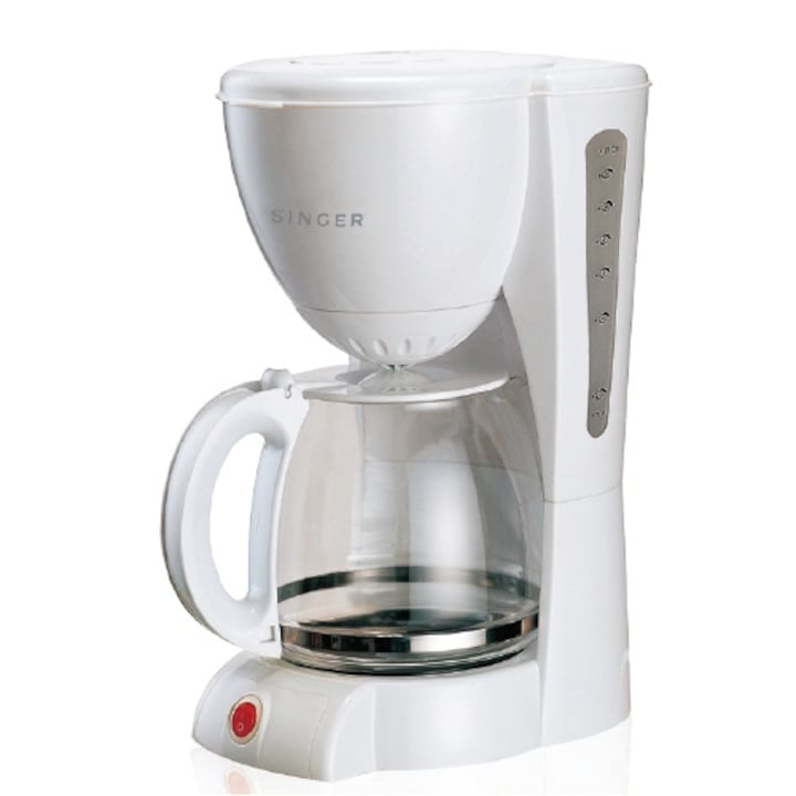Cafetiera Singer SFC 610, 1000W, 12-15 cesti, Sistem Anti-picurare, Alb
