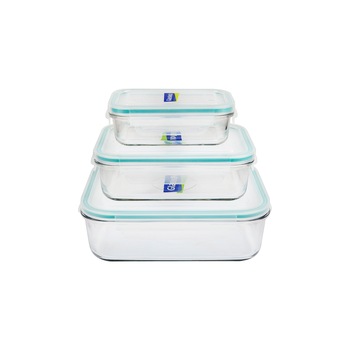 Set 3 cutii Glasslock, dreptunghiulare, din sticla, cu capac plastic, 400 ml + 990 ml + 1980 ml Set 3 cutii Glasslock, dreptunghiulare, din sticla, cu capac plastic, 400 ml + 990 ml + 1980 ml