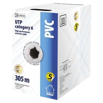 Cablu retea U/UTP CAT6 la rola de 305m, conductor cupru, gri, EMOS Cablu retea U/UTP CAT6 la rola de 305m, conductor cupru, gri, EMOS