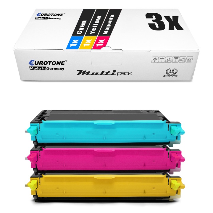 Set 3 Toner Eurotone Alternativa pentru Epson C13S051160 Cyan / C13S051159 Magenta / C13S051158 Galben