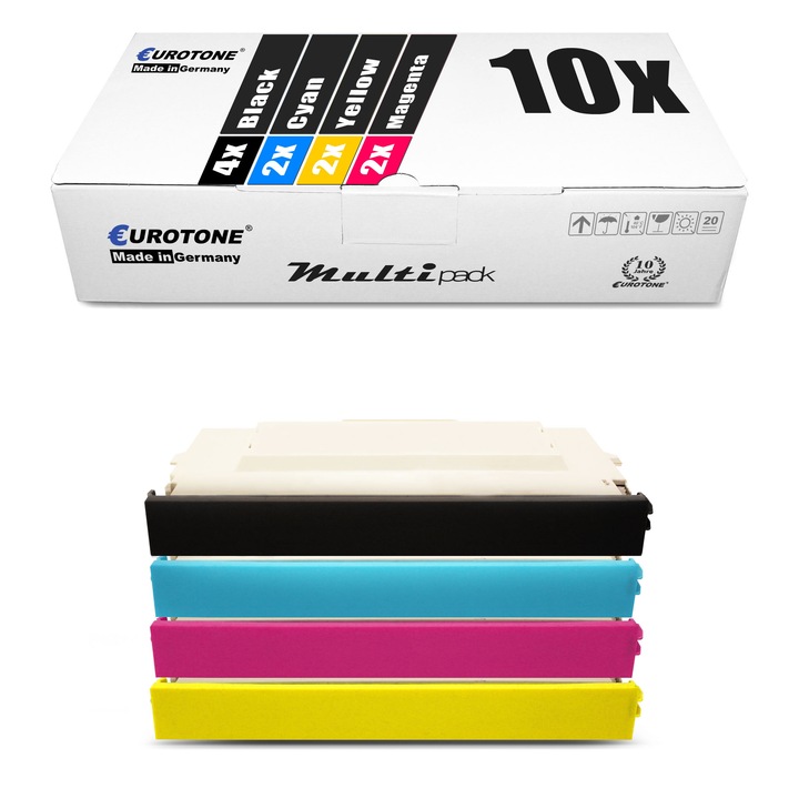 Set 10 Toner Eurotone Alternativa pentru Lexmark 020K1403 Negru / 020K1400 Cyan / 020K1401 Magenta / 020K1402 Galben