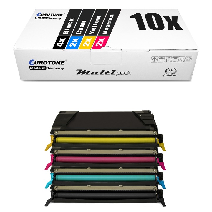 Set 10 Toner Eurotone Alternativa pentru Lexmark 0C736H2KG Negru / 0C736H1CG Cyan / 0C736H1MG Magenta / 0C736H1YG Galben