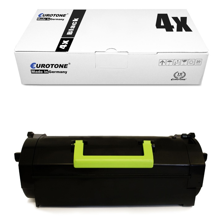 Set 4 Toner Eurotone Alternativa pentru Lexmark 0062D2H00 Negru