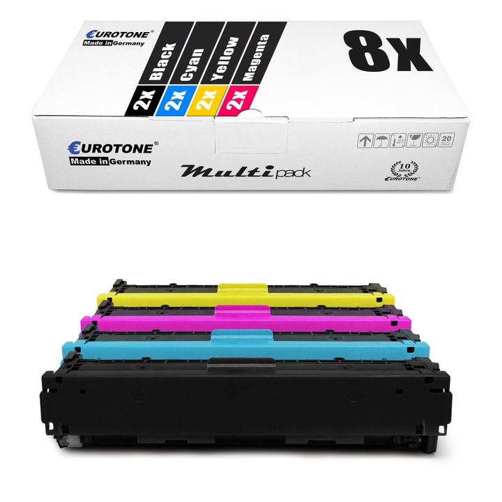 Set 8 Toner Eurotone Alternativa pentru HP CF2Set 10-13A / CF2Set 10 13Negru / CF211A 131A Cyan / CF213A Magenta / CF212A Galben