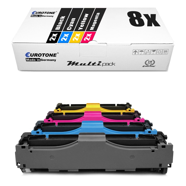 Set 8 Toner Eurotone Alternativa pentru HP CE340A-43A / CE340A 651A Negru / CE341A Cyan / CE343A Magenta / CE342A Galben