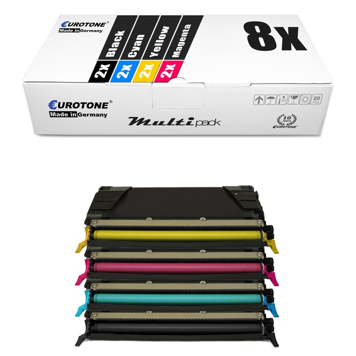 Set 8 Toner Eurotone Alternativa pentru Lexmark 00C746H1KG Negru / 00C746A1CG Cyan / 00C746A1MG Magenta / 00C746A1YG Galben