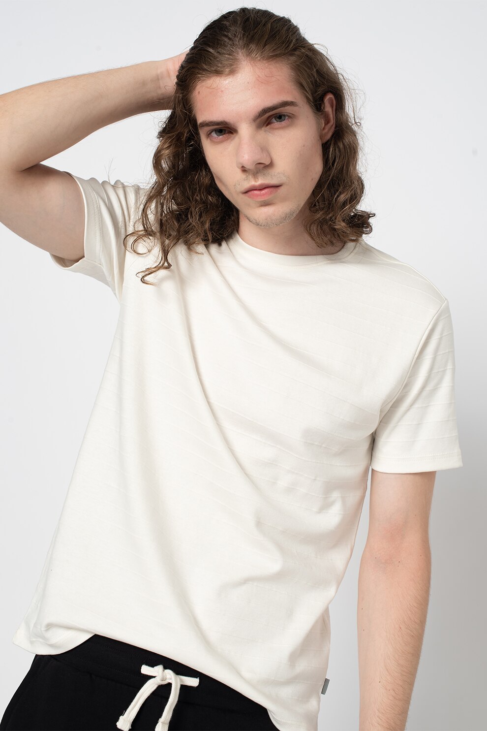 !Solid, Tricou texturat Trevor, Alb prafuit