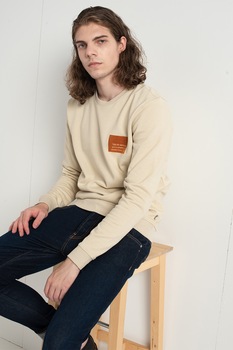 !Solid, Bluza sport cu aplicatie text Torin, Bej !Solid, Bluza sport cu aplicatie text Torin, Bej